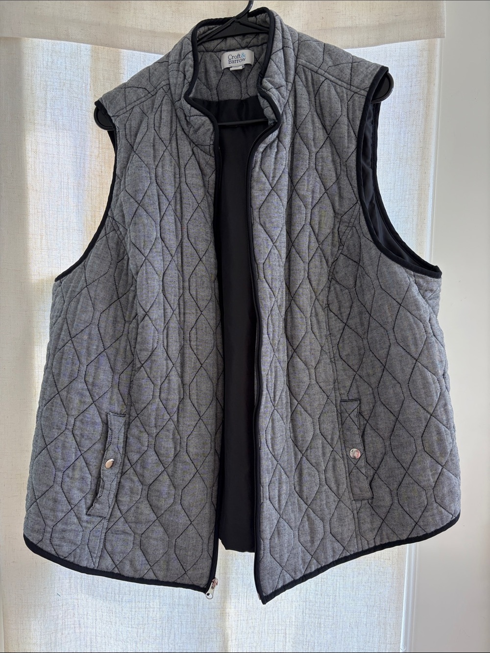 croft & barrow Gray Quilted Sleeveless Vest